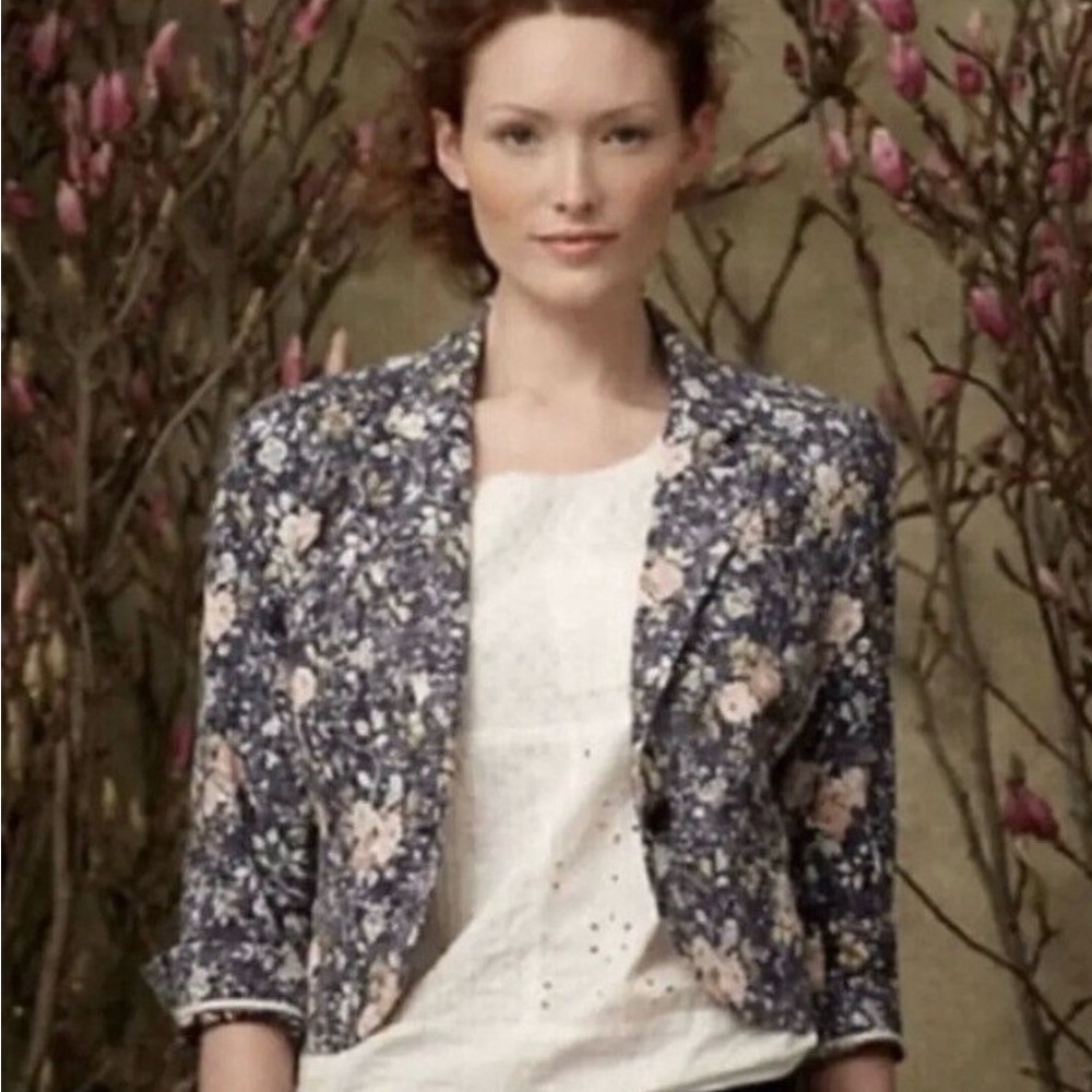 Daughters of the Liberation Anthropologie Floral Crop Linen Women's Blazer - Picture 8 of 8
